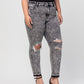 Right 45 degrees product image of Morning Light - Plus Mid Rise Distressed Crop Skinny