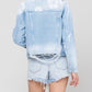 Back product images of Cotton Candy - Classic Crop Denim Jacket W Flower Laser Print