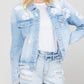 Front product images of Cotton Candy - Classic Crop Denim Jacket W Flower Laser Print