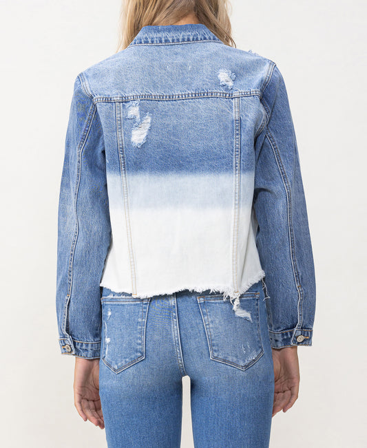 Back product images of Tidal Waves - Classic Crop Denim Jacket