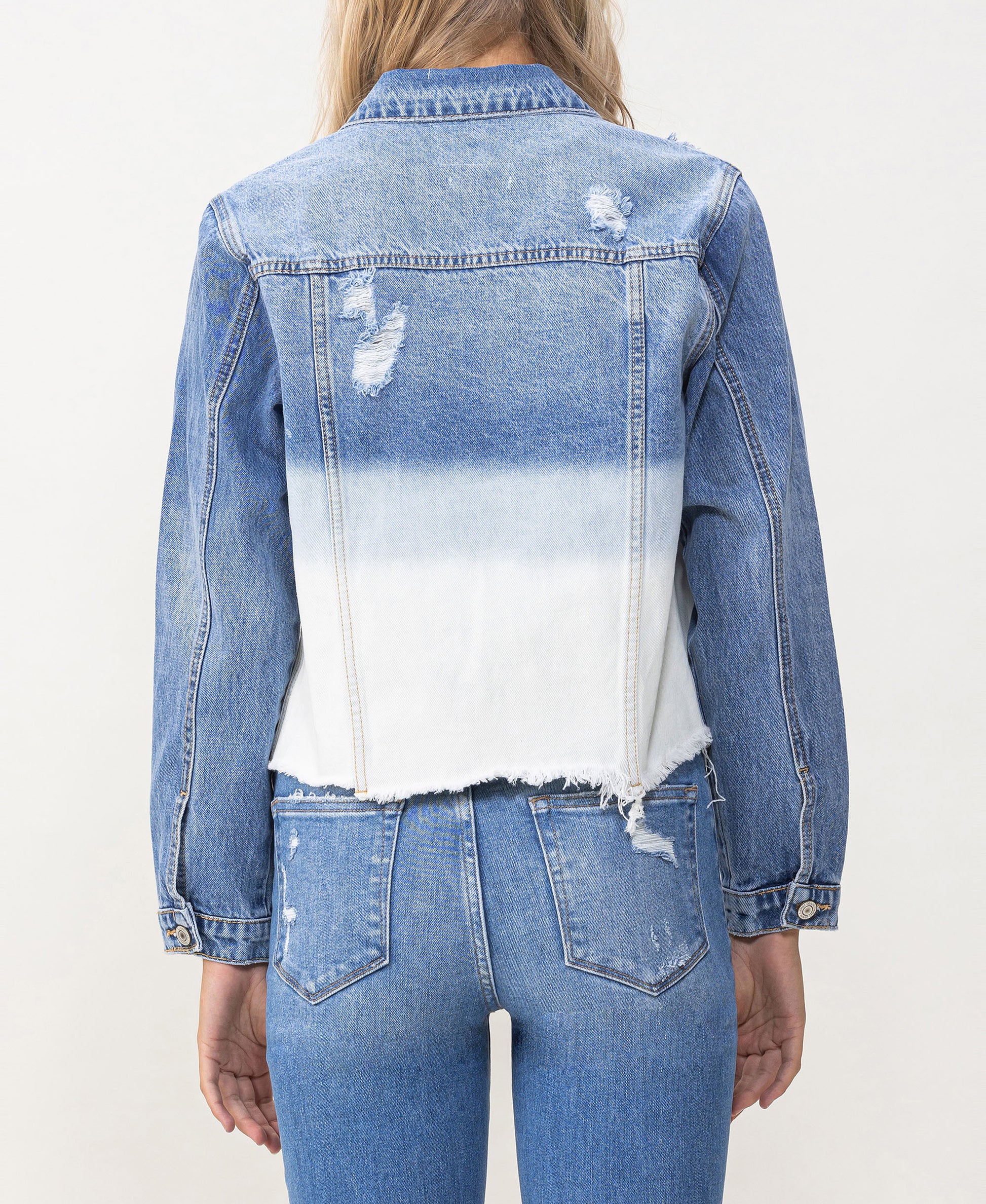 Back product images of Tidal Waves - Classic Crop Denim Jacket