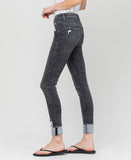 Left side product images of Cement - High Rise Crop Skinny Jeans with Cuff