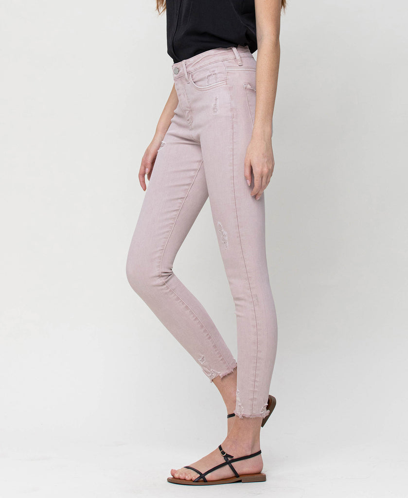 Left side product images of Peony - High Rise Crop Skinny Denim Jeans