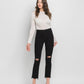 Front product images of Black - High Rise Raw Hem Cropped Straight Jeans