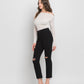 Left 45 degrees product image of Black - High Rise Raw Hem Cropped Straight Jeans