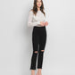 Right 45 degrees product image of Black - High Rise Raw Hem Cropped Straight Jeans