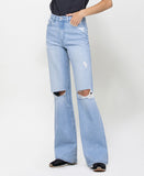 Left 45 degrees product image of Sunny Plains - 90's Vintage Flare Denim Jeans