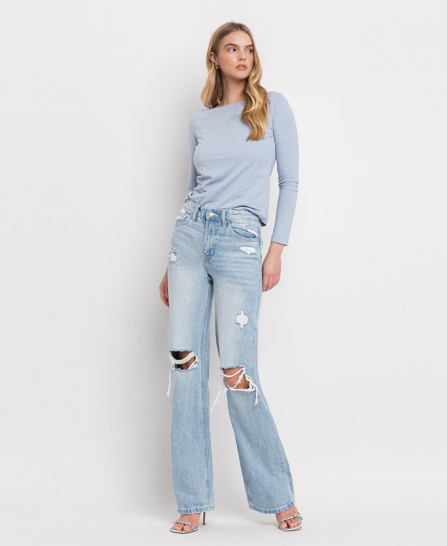 Right 45 degrees product image of Sunny Plains - 90's Vintage Flare Denim Jeans