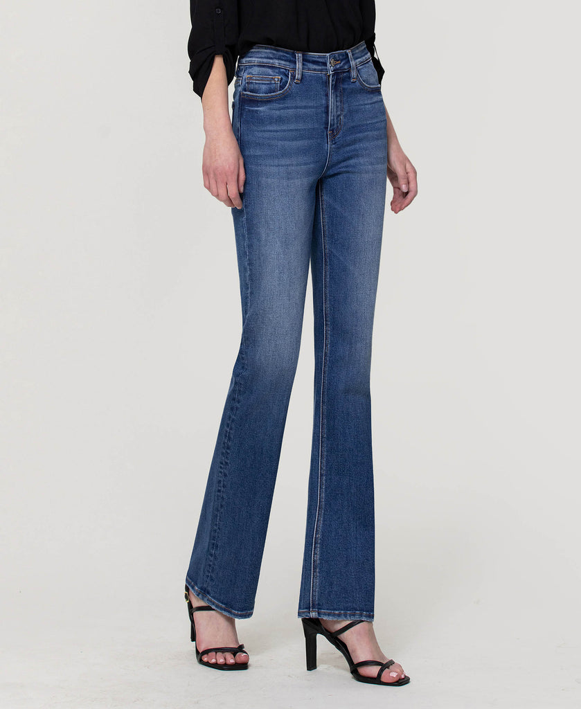 Right 45 degrees product image of Walking on Sunshine - High Rise Stretch Slim Boot Cut Flare Jeans