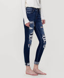 Right side product images of Forget - Distressed High Rise Crop Skinny Jeans with Double Cuff