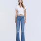 Front product images of Forget - Mid Rise Raw Step Hem Kick Flare Jeans