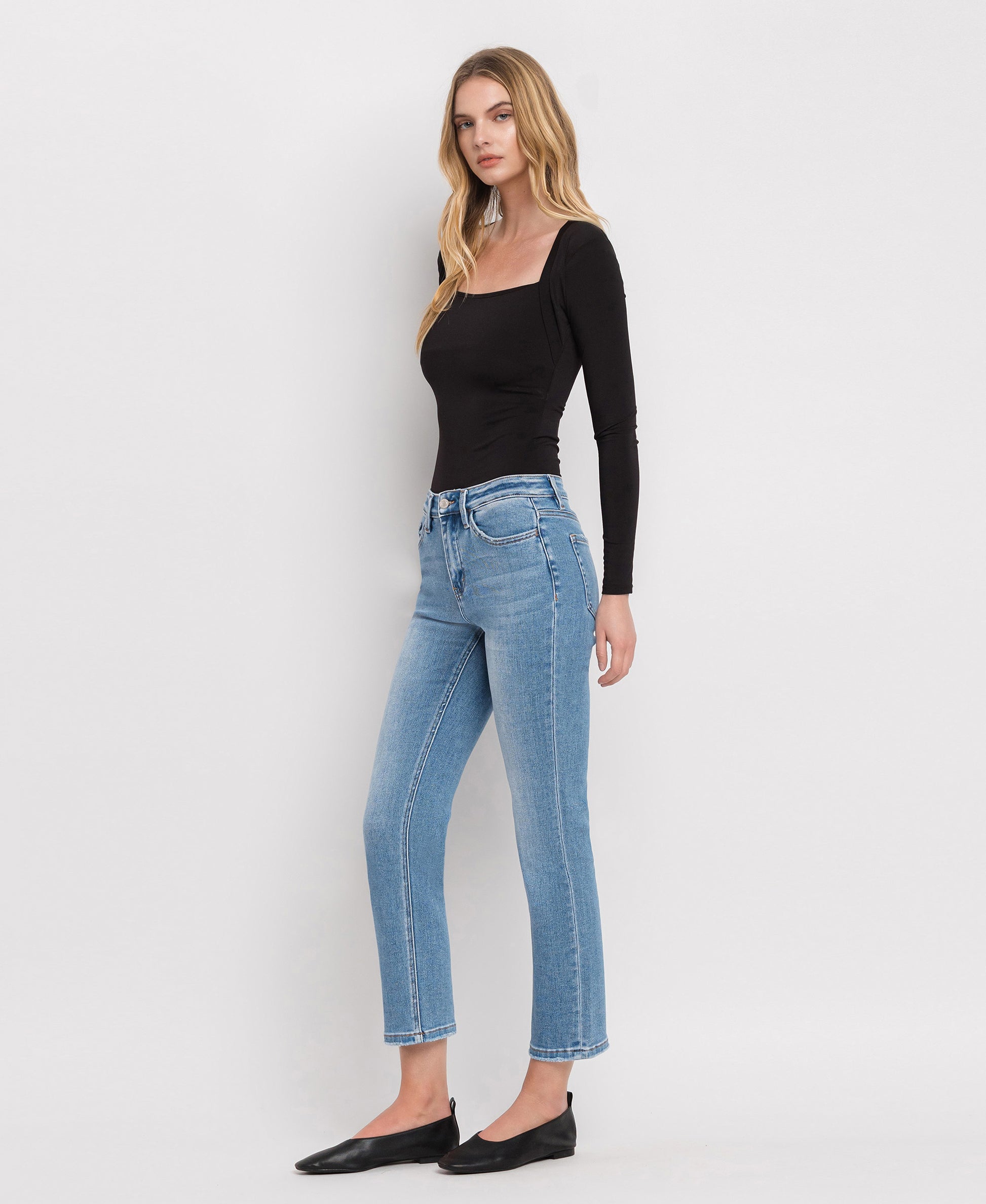 Left 45 degrees product image of Perfect For Now - High Rise Cropped Slim Straight Jeans