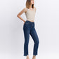 Right 45 degrees product image of Chemical Mood - Super High Rise Uneven Frayed Hem Ankle Flare Jeans
