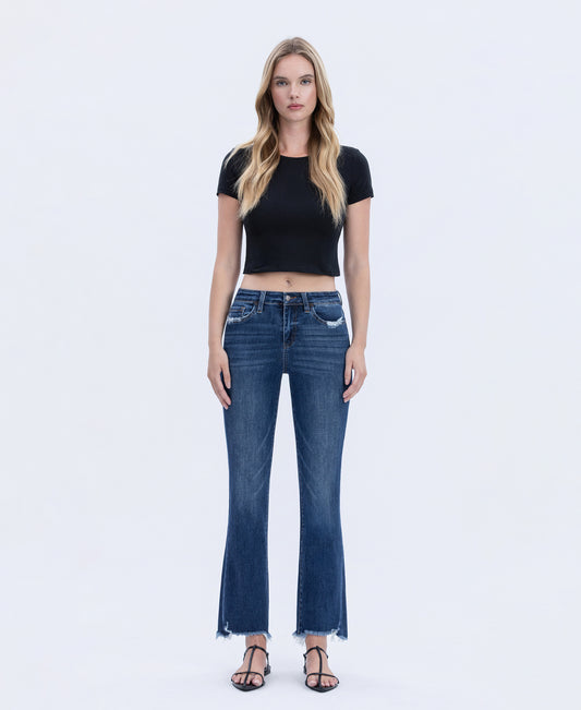 Front product images of Chemical Mood - High Rise Distressed Hem Flare Jeans