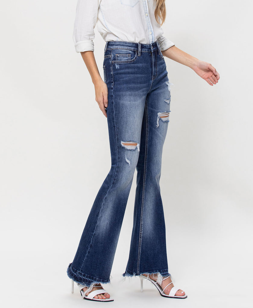 Right 45 degrees product image of Giant Step - Distressed High Rise Flare Jeans