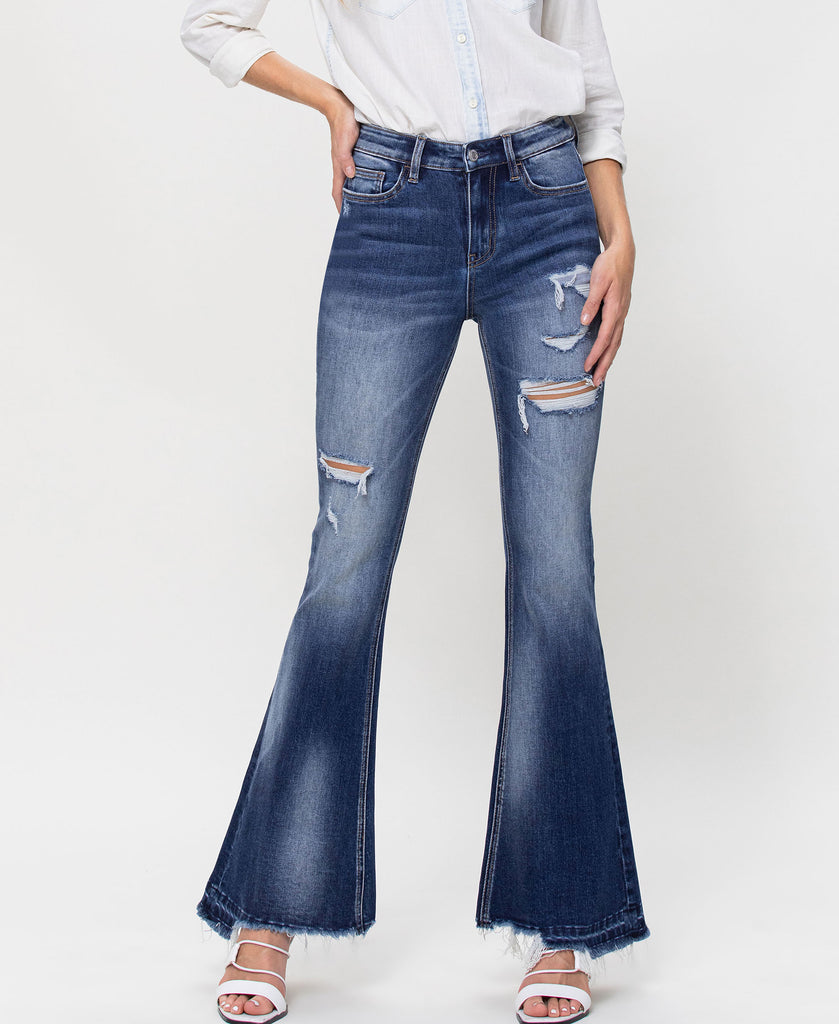 Front product images of Giant Step - Distressed High Rise Flare Jeans