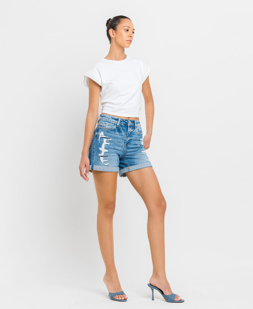 Exactly Like You - High Rise Shorts with Rolled Cuff