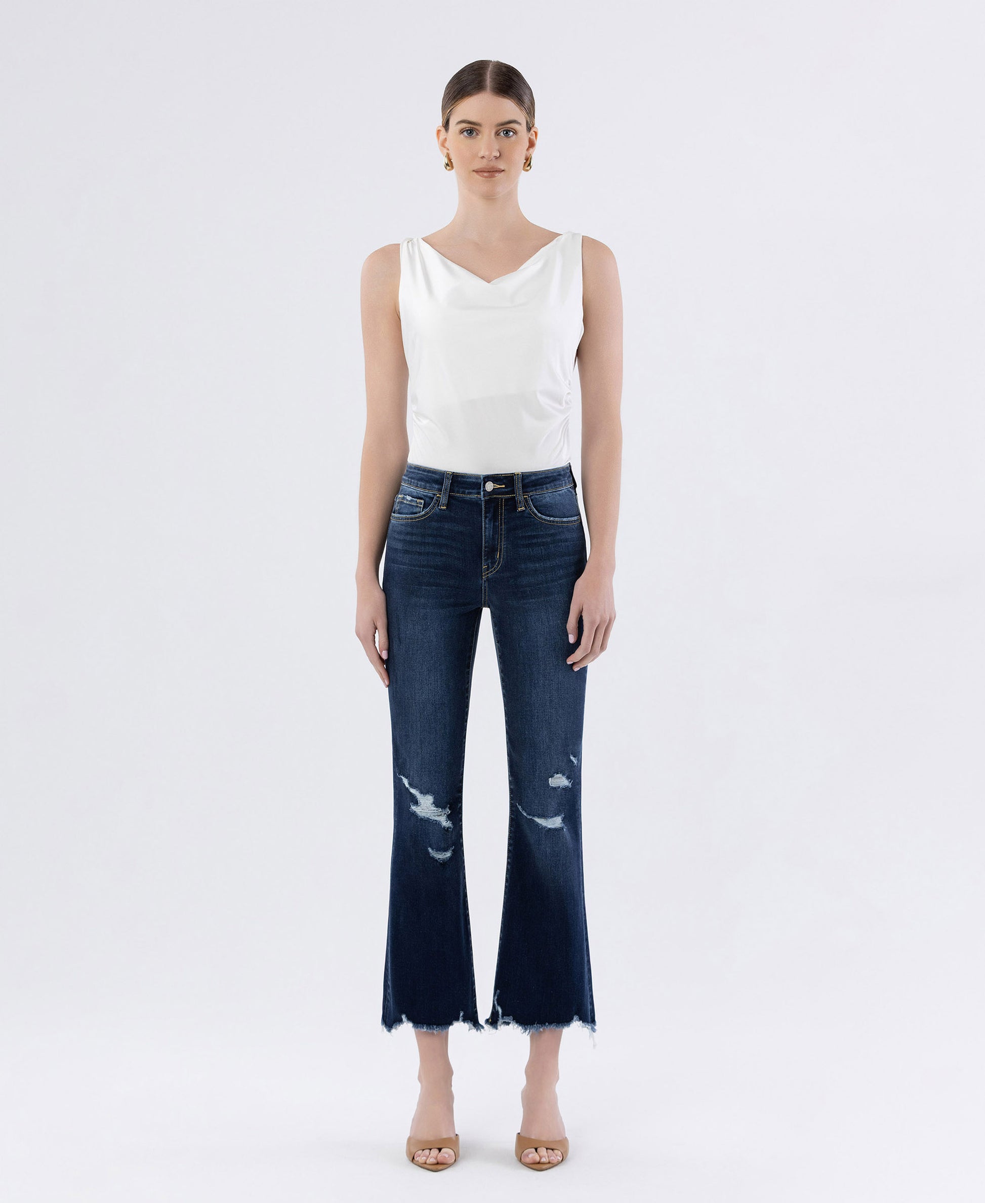Front product images of Decumaria - High Rise Crop Flare Jeans