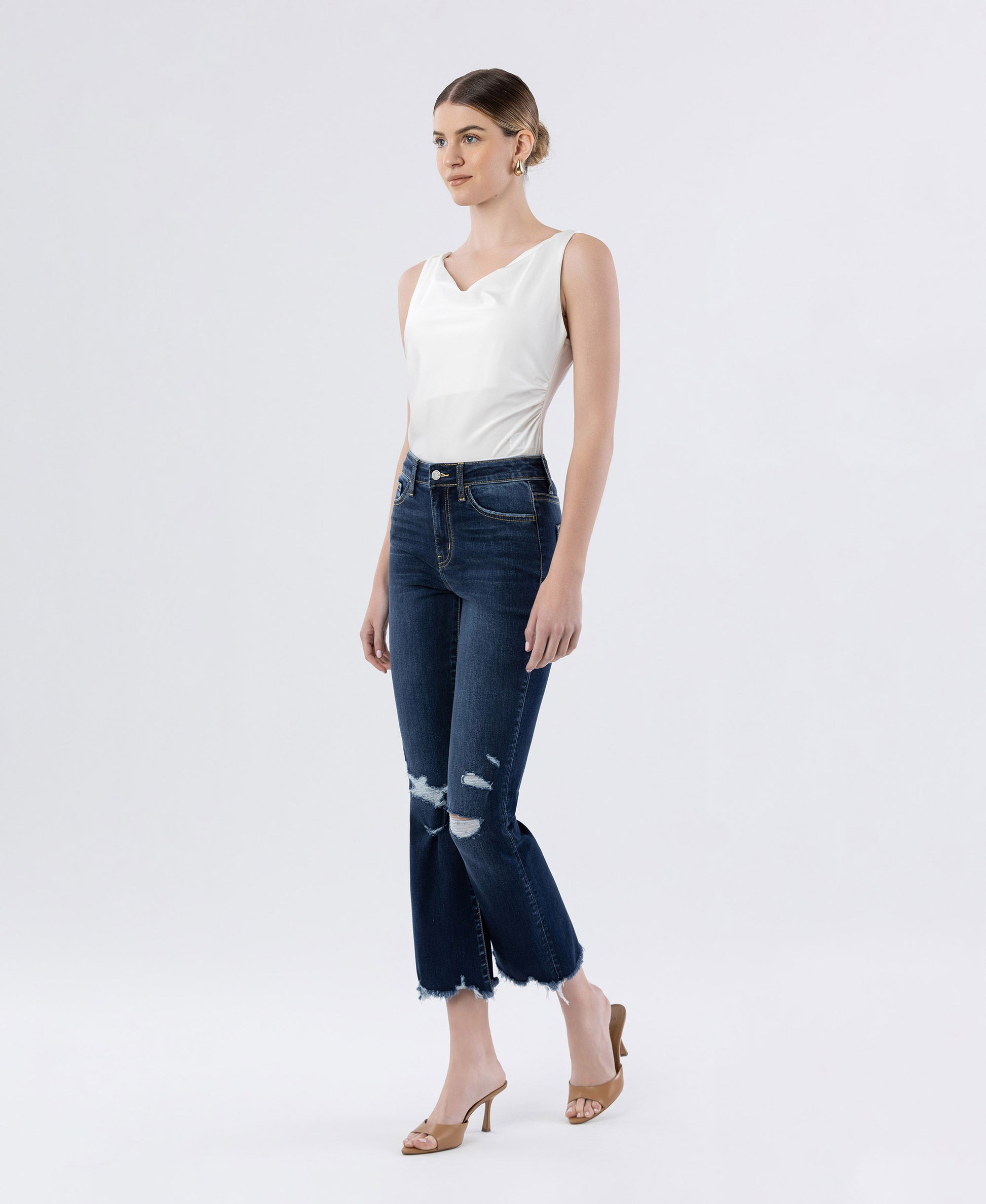 Left side product images of Decumaria - High Rise Crop Flare Jeans