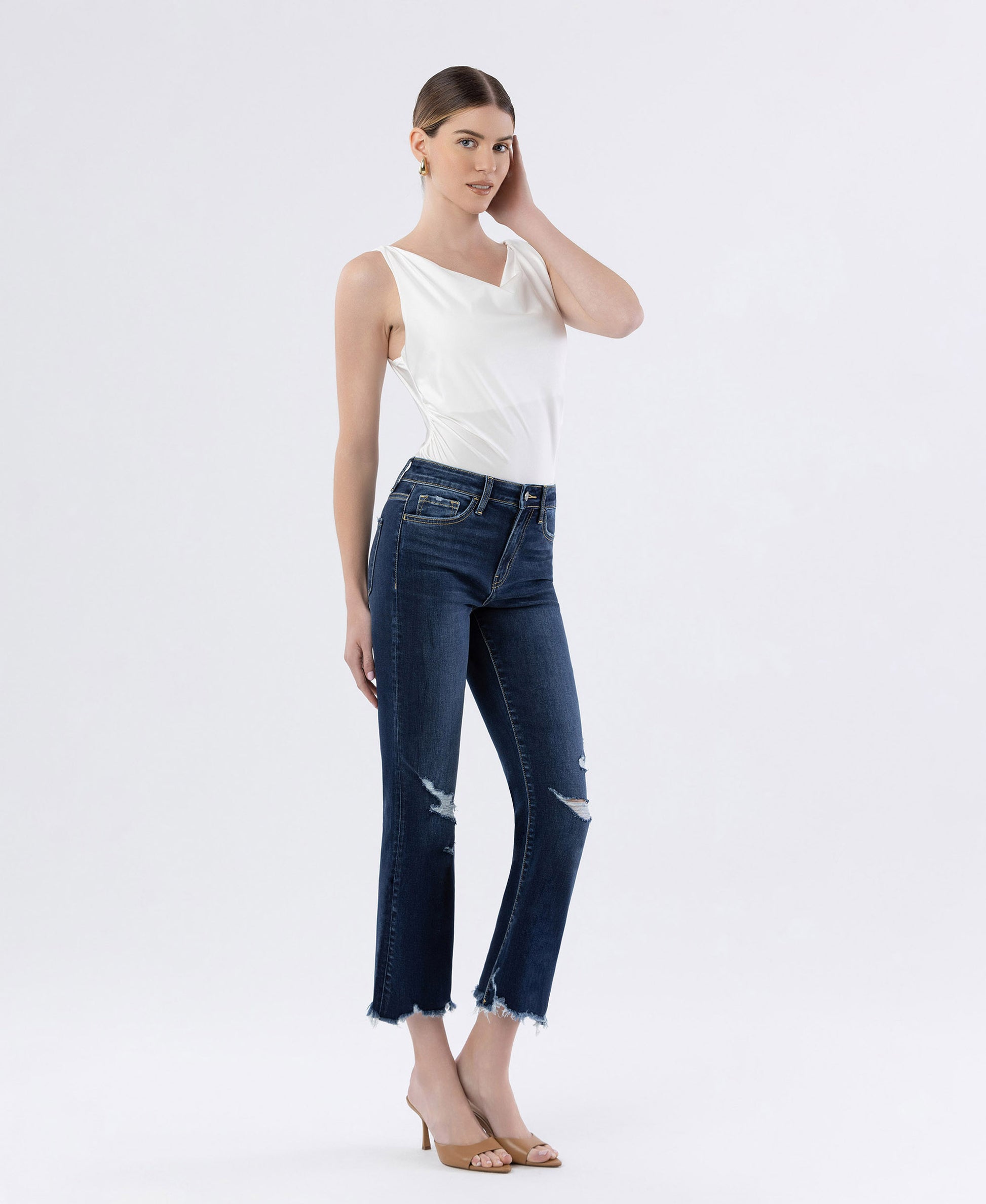 Right 45 degrees product image of Decumaria - High Rise Crop Flare Jeans