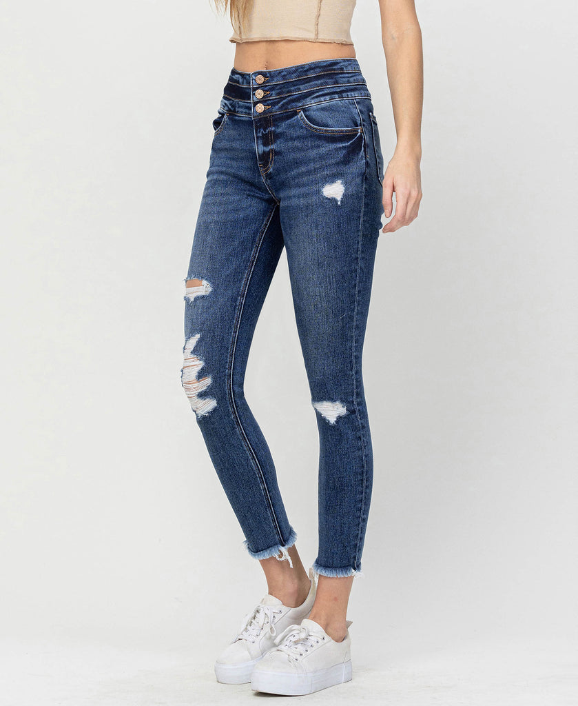Left 45 degrees product image of Me Started - High Rise Triple Waistband Skinny Jeans