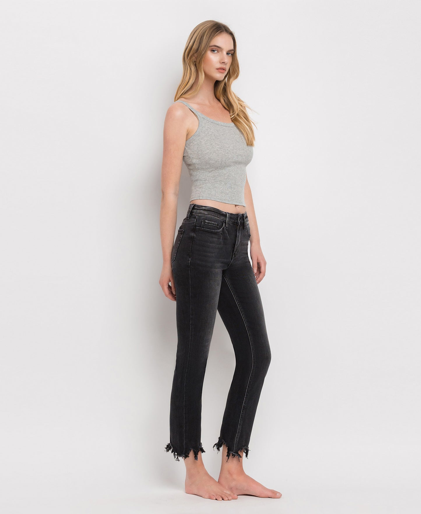 Right 45 degrees product image of In A Bottle - High Rise Slim Straight Jeans