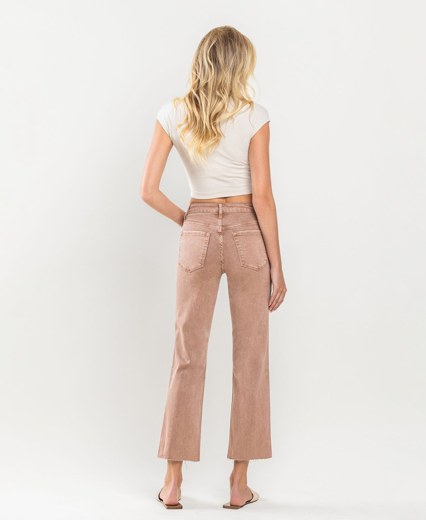 Back product images of Leading - Mid Rise Stretch Straight Jeans