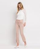 Left 45 degrees product image of Coral - Vintage High Rise Distressed Cropped Flare Jeans
