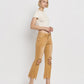 Right 45 degrees product image of Army Khaki - Vintage High Rise Cropped Flare Jeans.