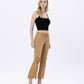 Right 45 degrees product image of Army Khaki - Vintage High Rise Cropped Flare Jeans.