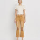 Front product images of Army Khaki - Vintage High Rise Cropped Flare Jeans.