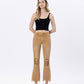 Front product images of Army Khaki - Vintage High Rise Cropped Flare Jeans.