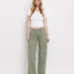 Front product images of Army Green - High Rise Utility Cargo Wide Leg Jeans