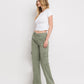 Left 45 degrees product image of Army Green - High Rise Utility Cargo Wide Leg Jeans