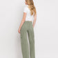 Back product images of Army Green - High Rise Utility Cargo Wide Leg Jeans