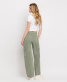 Back product images of Army Green - High Rise Utility Cargo Wide Leg Jeans