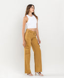 Right 45 degrees product image of Golden Brown - High Rise Utility Cargo Wide Jeans