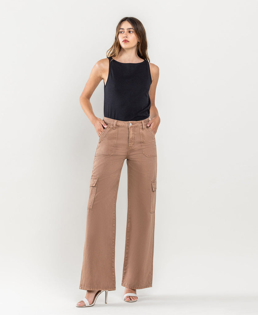 Front product images of Sinopia Fresco - High Rise Utility Cargo Wide Jeans