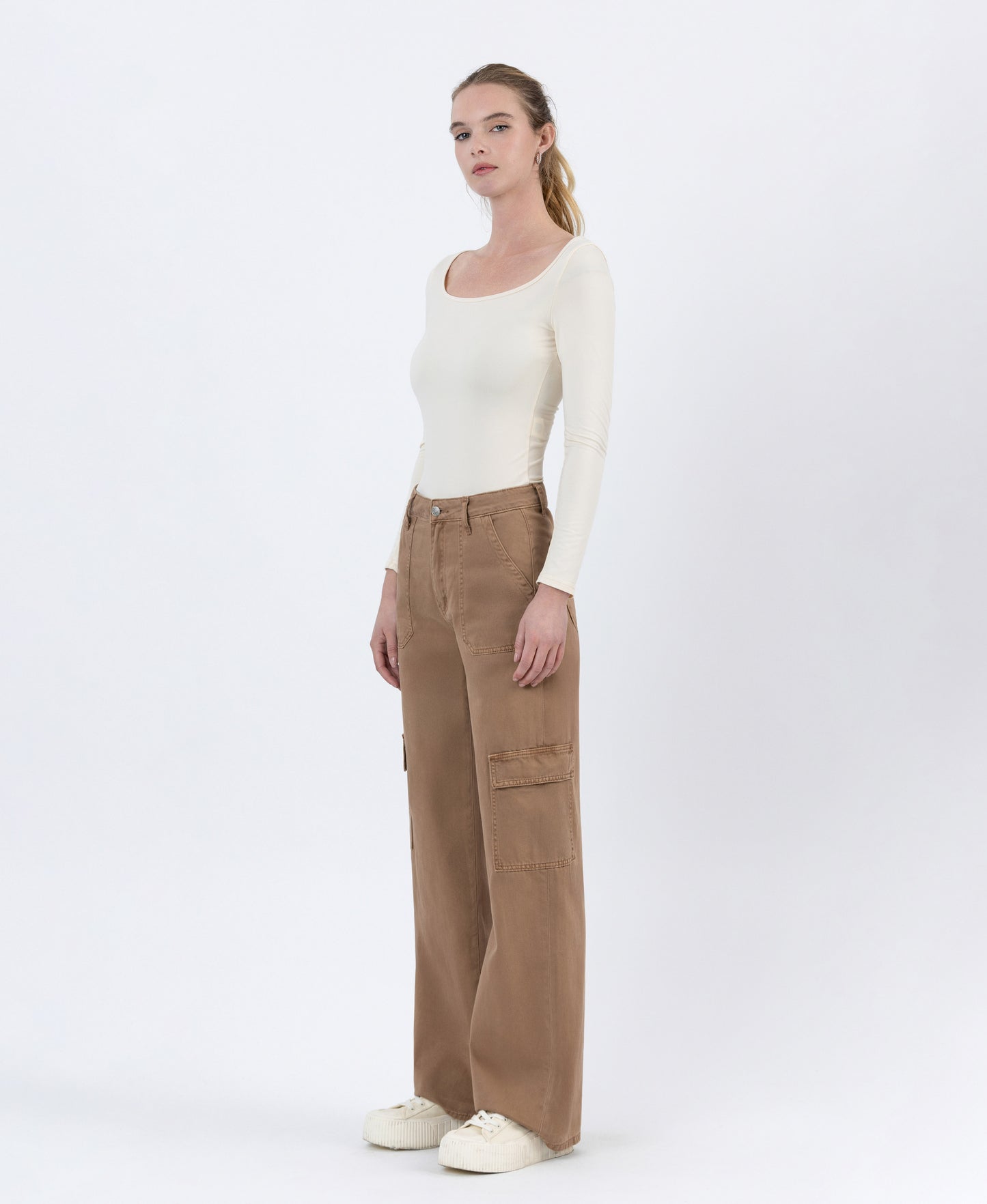 Left 45 degrees product image of Sinopia Fresco - High Rise Utility Cargo Wide Jeans