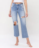 Whoa - High Rise Distressed Crop Straight Jeans