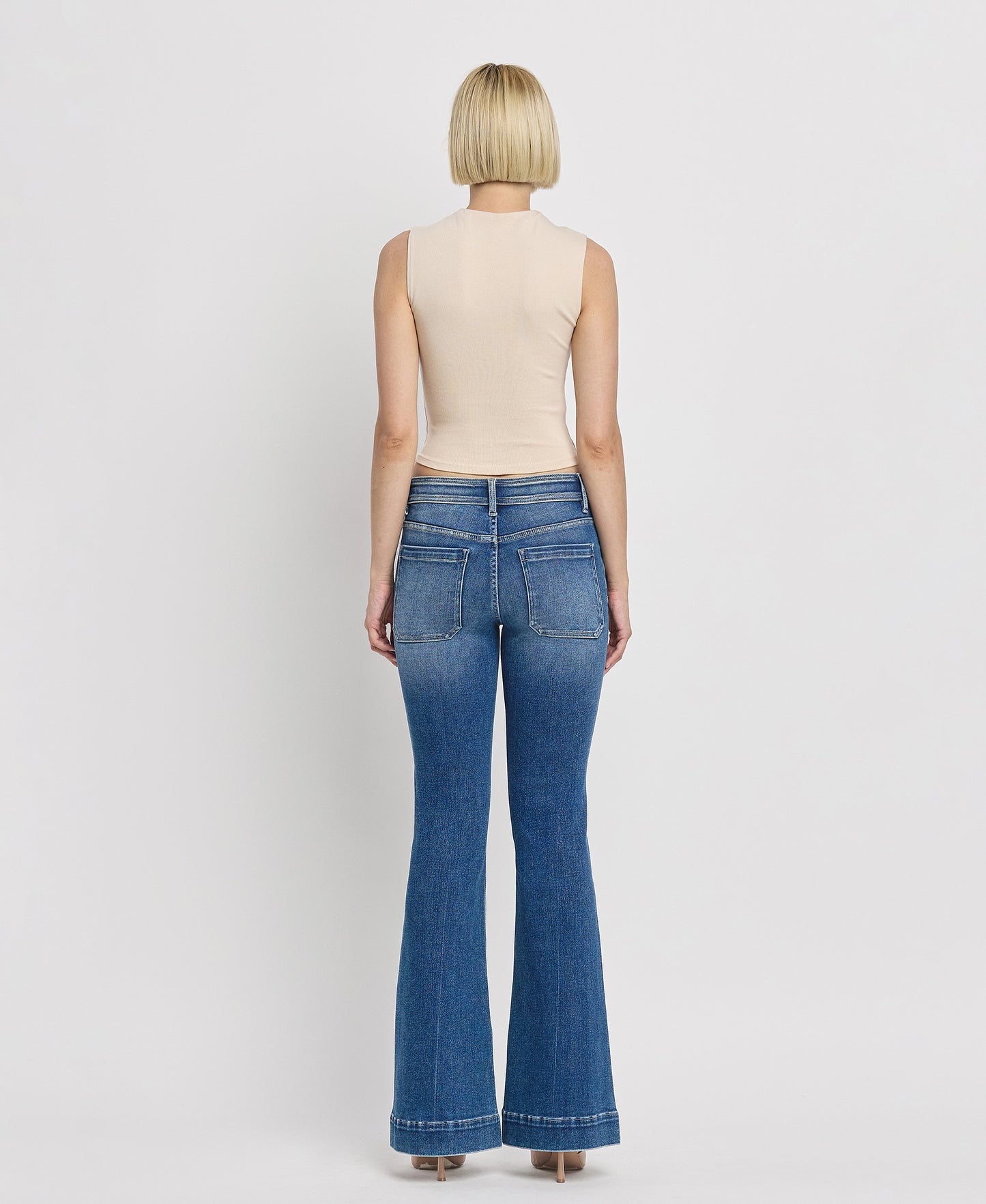 Back product images of Gleefully - Mid Rise Trouser Hem Flare Jeans