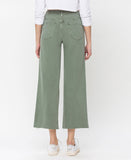 Back product images of Army Green - High Rise Crop Wide Leg Jeans