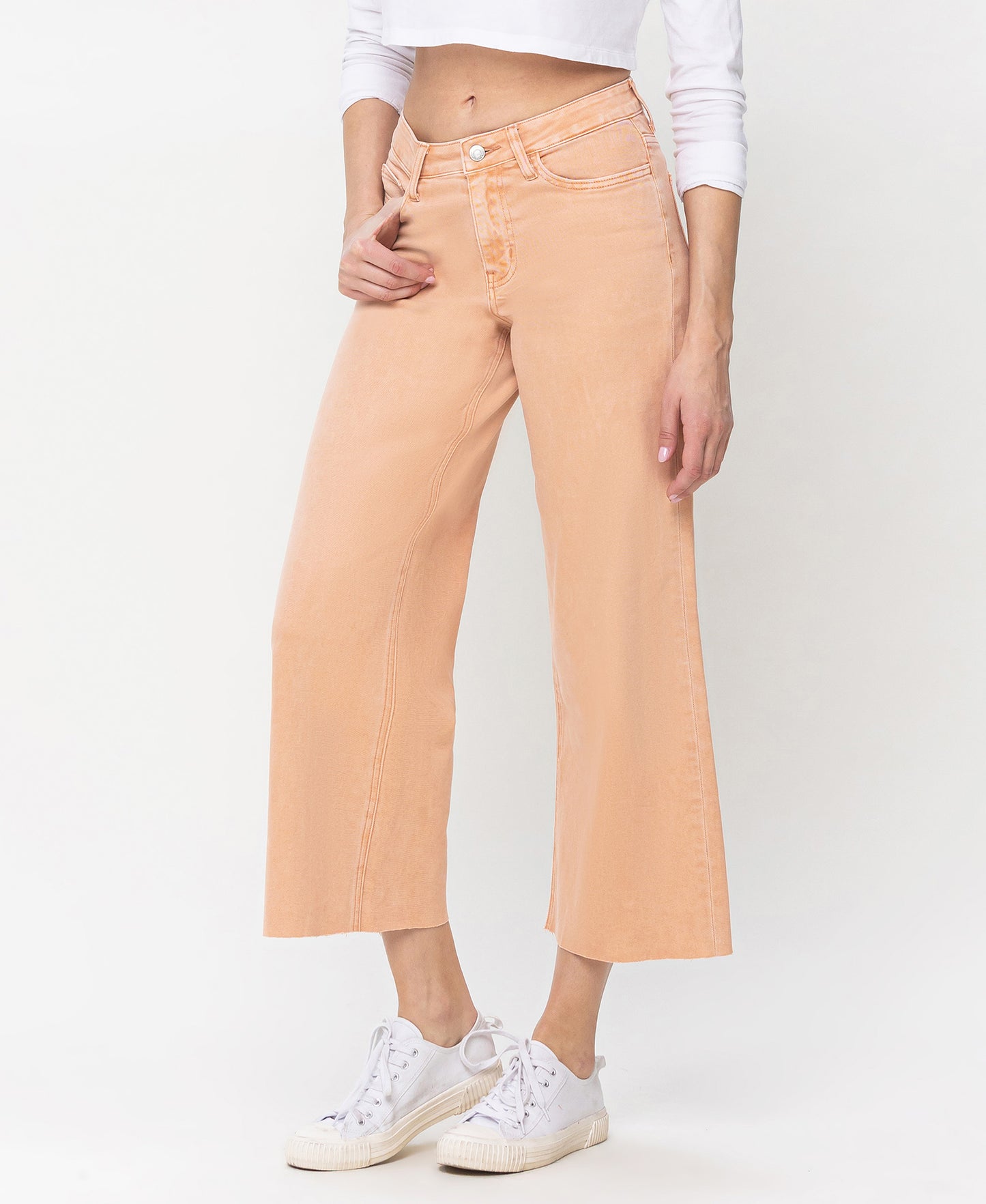 Left 45 degrees product image of Soft Sand - High Rise Wide Leg Jeans