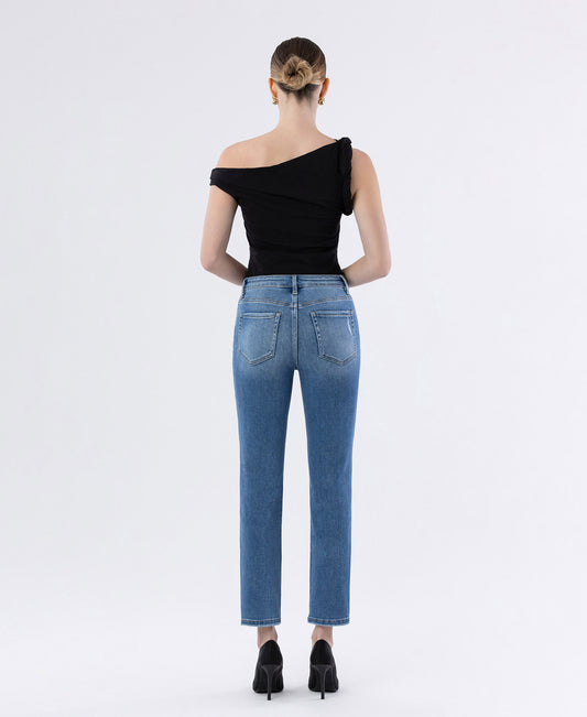 Back product images of Defeat - High Rise Slim Straight Jeans