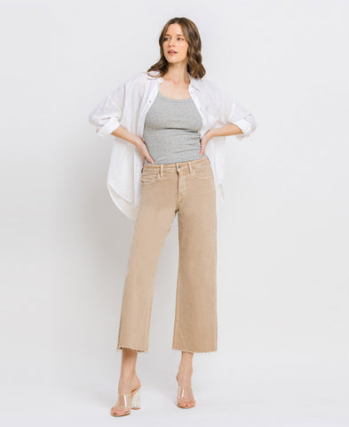 Front product images of Doeskin - High Rise Crop Wide Leg Jeans