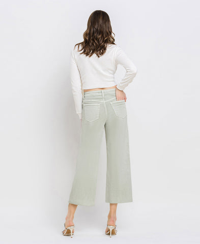 Back product images of Desert Sage - High Rise Cropped Wide Leg Jeans