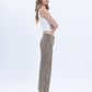 Right side product images of  Leopard - High Rise Animal Print Raw Hem Crop Wide Leg Jeans