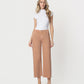 Front product images of Mocha - High Rise Raw Hem Crop Wide Leg Jeans