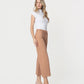 Right 45 degrees product image of Mocha - High Rise Raw Hem Crop Wide Leg Jeans