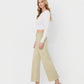 Left side product images of Olive - High Rise Raw Hem Crop Wide Leg Jeans